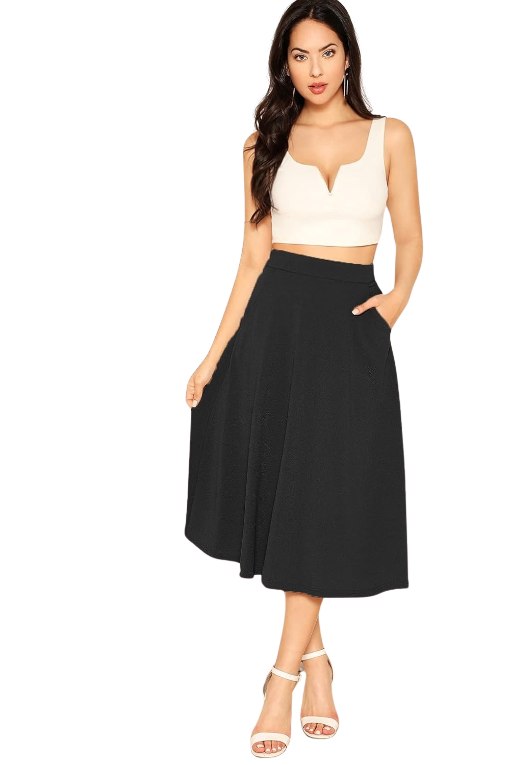 Slant Pocket Swing Skirt Black BY Styched - Clothing available at DOYUF