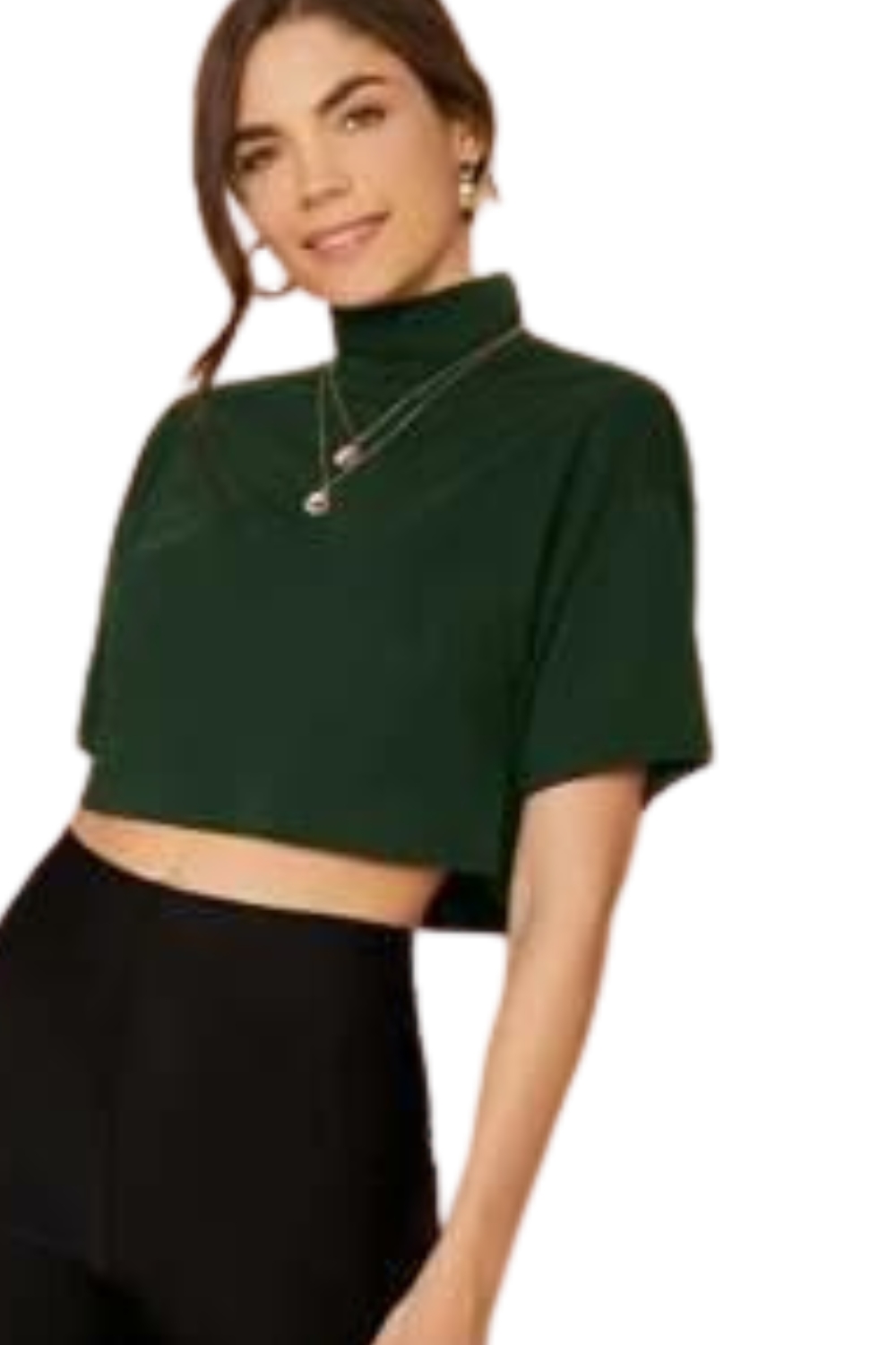 Boxy dark green crop top BY Styched - Clothing available at DOYUF